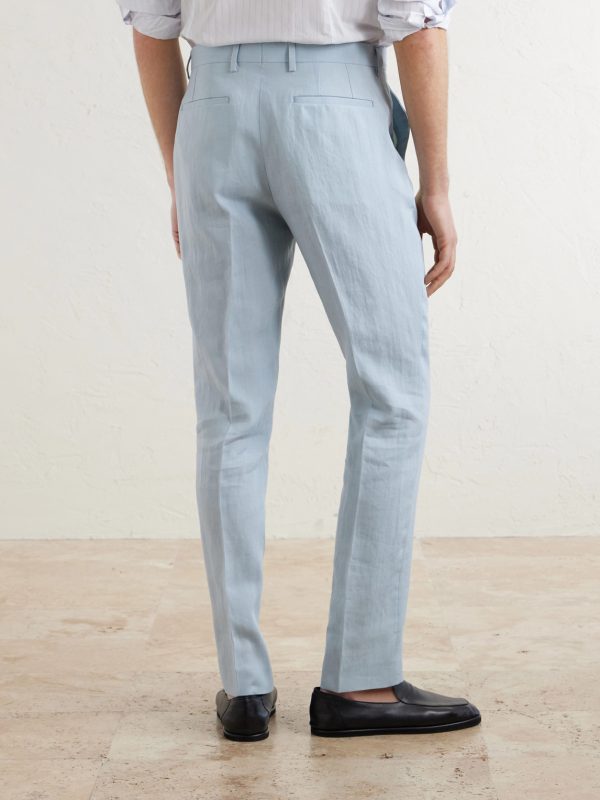 Slim-Fit Tapered Linen Suit Trousers - BK Slim-Fit Tapered Linen Suit Trousers - BK