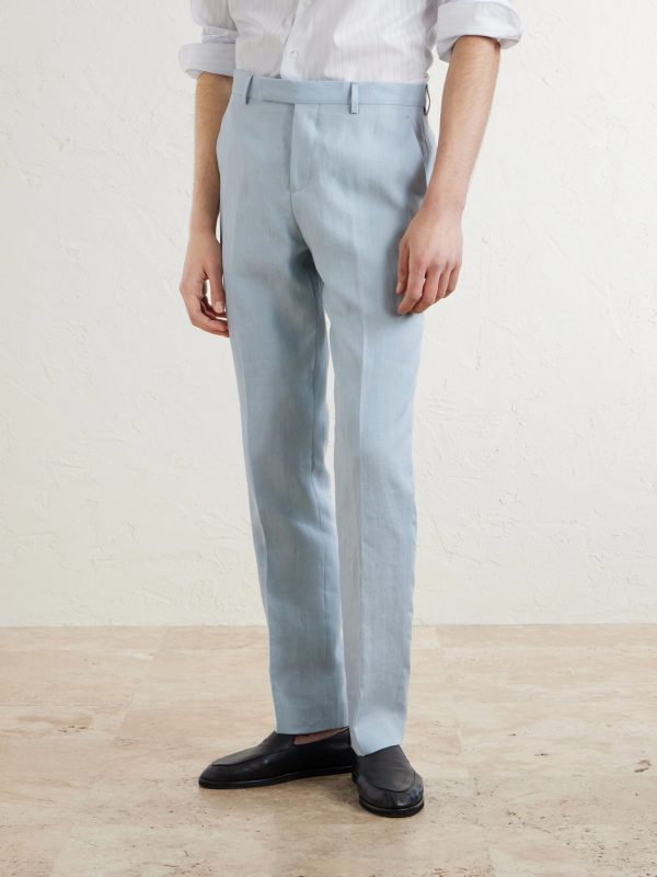 Slim-Fit Tapered Linen Suit Trousers - FR Slim-Fit Tapered Linen Suit Trousers - FR