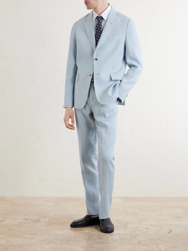 Slim-Fit Tapered Linen Suit Trousers - OU Slim-Fit Tapered Linen Suit Trousers - OU