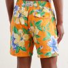 Straight-Leg Mid-Length Printed Linen Swim Shorts - BK Straight-Leg Mid-Length Printed Linen Swim Shorts - BK