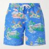 Straight-Leg Mid-Length Printed Recycled Swim Shorts Straight-Leg Mid-Length Printed Recycled Swim Shorts