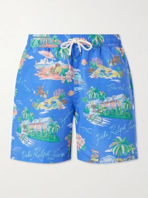 Straight-Leg Mid-Length Printed Recycled Swim Shorts Straight-Leg Mid-Length Printed Recycled Swim Shorts