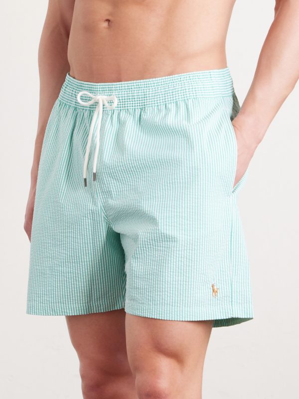 Traveler Straight-Leg Mid-Length Striped Cotton-Blend Seersucker Swim Shorts - FR