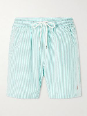 Traveler Straight-Leg Mid-Length Striped Cotton-Blend Seersucker Swim Shorts