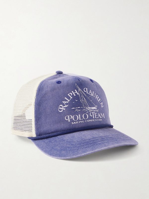 Logo-Print Mesh and Cotton-Twill Cap