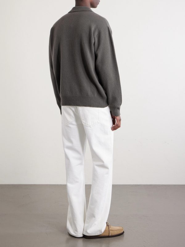 Merino Wool and Cashmere-Blend Polo Sweater - BK Merino Wool and Cashmere-Blend Polo Sweater - BK
