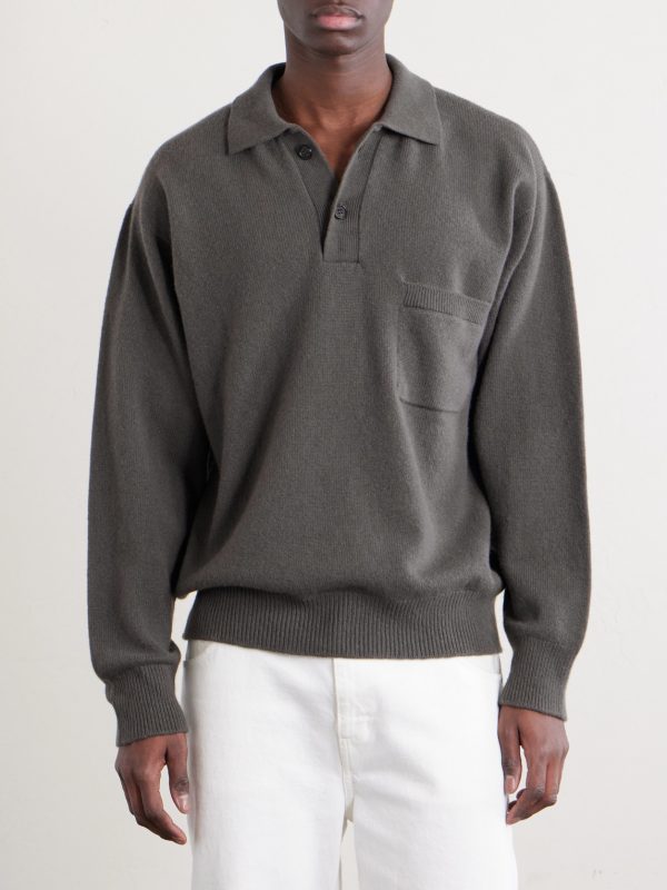 Merino Wool and Cashmere-Blend Polo Sweater - FR Merino Wool and Cashmere-Blend Polo Sweater - FR