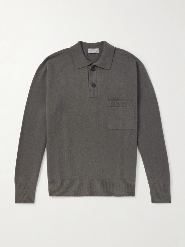 Merino Wool and Cashmere-Blend Polo Sweater Merino Wool and Cashmere-Blend Polo Sweater
