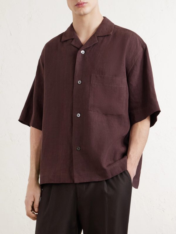 Camp-Collar Linen Shirt - FR