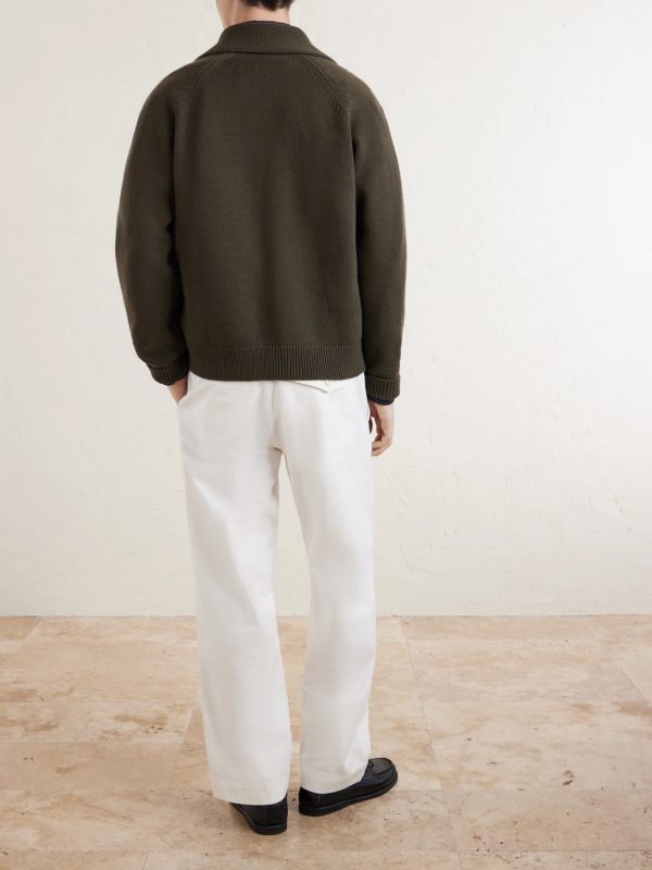Merino Wool Zip-Up Cardigan - BK Merino Wool Zip-Up Cardigan - BK