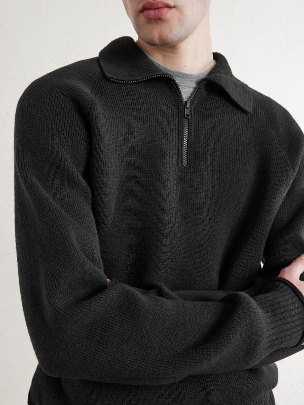 Wool and Cotton-Blend Half-Zip Sweater - CU Wool and Cotton-Blend Half-Zip Sweater - CU