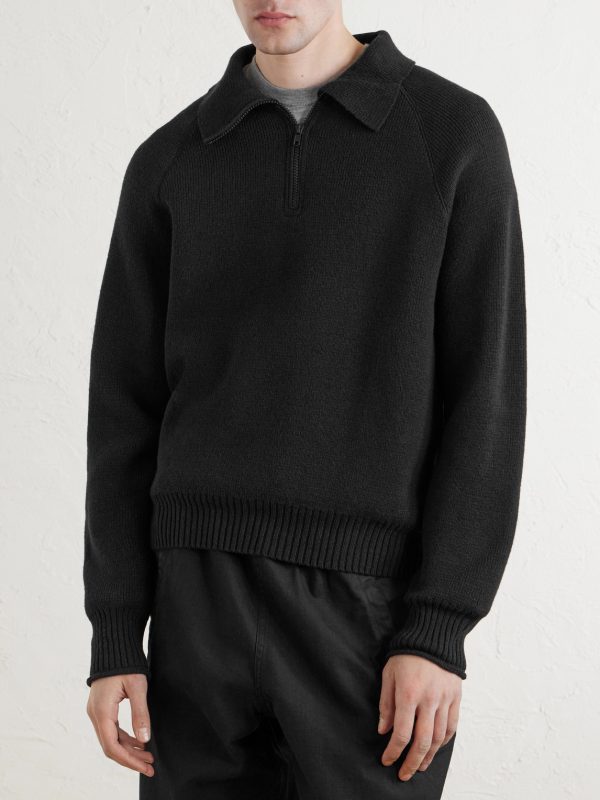 Wool and Cotton-Blend Half-Zip Sweater - FR Wool and Cotton-Blend Half-Zip Sweater - FR