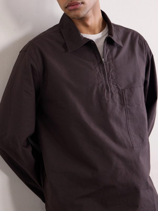 Half Zip-Up Cotton Shirt - CU