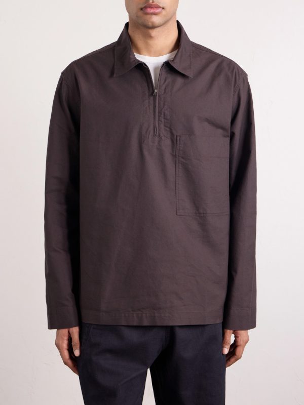 Half Zip-Up Cotton Shirt - FR