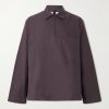 Half Zip-Up Cotton Shirt