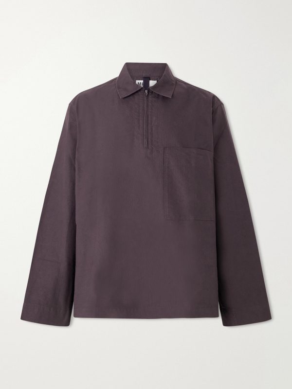 Half Zip-Up Cotton Shirt