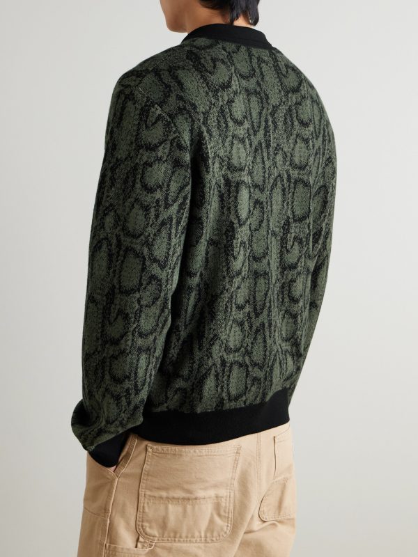 Snake-Effect Cotton-Blend Jacquard Polo Shirt - BK Snake-Effect Cotton-Blend Jacquard Polo Shirt - BK