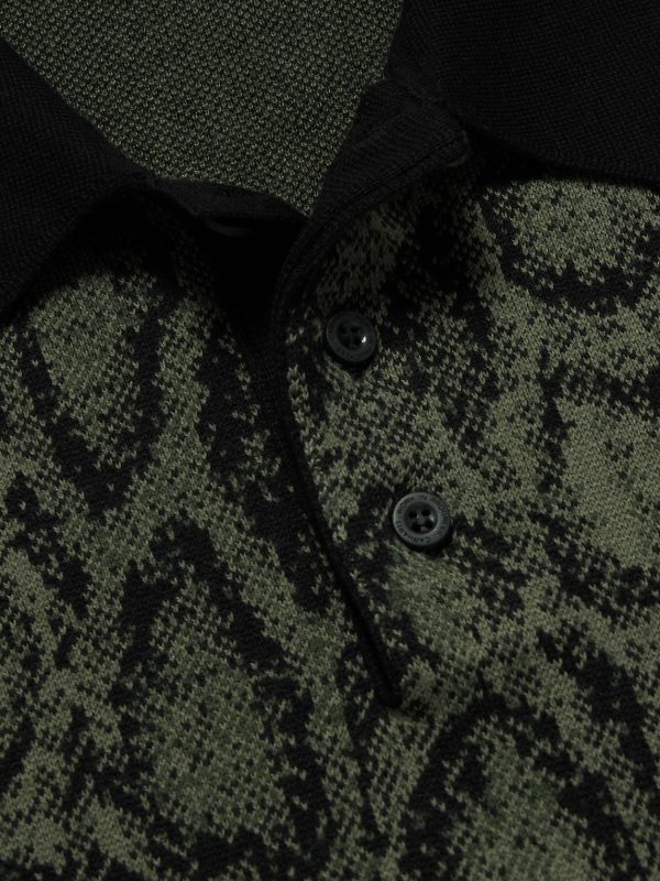 Snake-Effect Cotton-Blend Jacquard Polo Shirt - CU Snake-Effect Cotton-Blend Jacquard Polo Shirt - CU