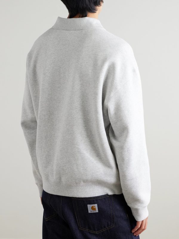 Logo-Embroidered Cotton-Jersey Polo Sweatshirt - BK Logo-Embroidered Cotton-Jersey Polo Sweatshirt - BK