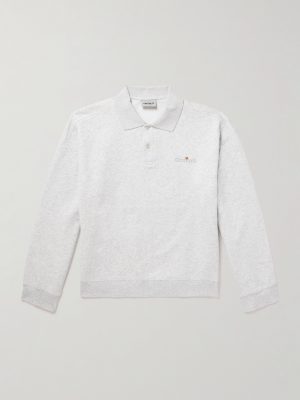 Logo-Embroidered Cotton-Jersey Polo Sweatshirt Logo-Embroidered Cotton-Jersey Polo Sweatshirt
