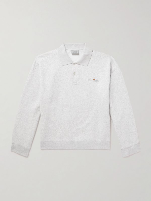 Logo-Embroidered Cotton-Jersey Polo Sweatshirt Logo-Embroidered Cotton-Jersey Polo Sweatshirt
