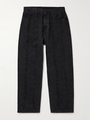 Landon Tapered Snake-Print Jeans