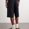 Double-Knee Straight-Leg Printed Cotton Shorts - BK Double-Knee Straight-Leg Printed Cotton Shorts - BK