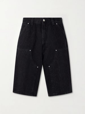 Double-Knee Straight-Leg Printed Cotton Shorts