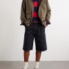 Double-Knee Straight-Leg Printed Cotton Shorts - OU Double-Knee Straight-Leg Printed Cotton Shorts - OU
