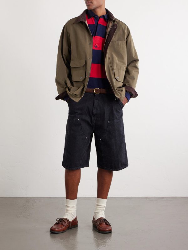 Double-Knee Straight-Leg Printed Cotton Shorts - OU Double-Knee Straight-Leg Printed Cotton Shorts - OU