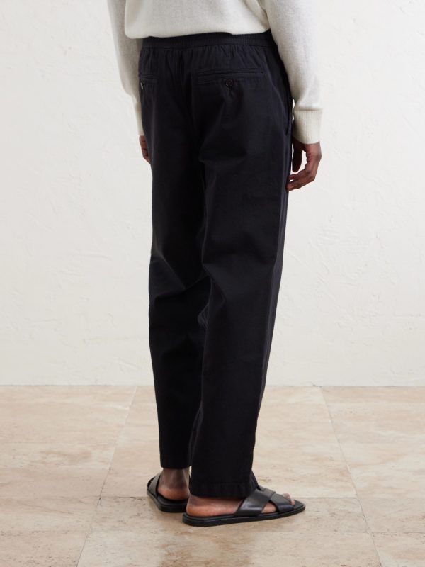Edward Straight-Leg Organic Cotton-Twill Drawstring Trousers - BK Edward Straight-Leg Organic Cotton-Twill Drawstring Trousers - BK