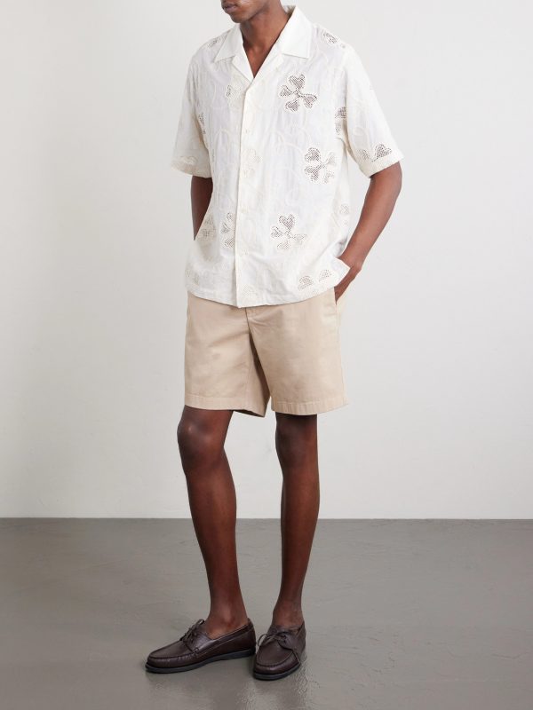 Straight-Leg Garment-Dyed Organic Cotton-Blend Twill Shorts - OU Straight-Leg Garment-Dyed Organic Cotton-Blend Twill Shorts - OU