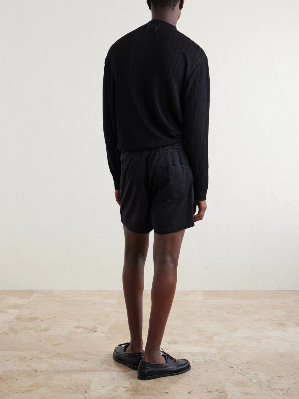 Straight-Leg Cotton Drawstring Shorts - BK Straight-Leg Cotton Drawstring Shorts - BK