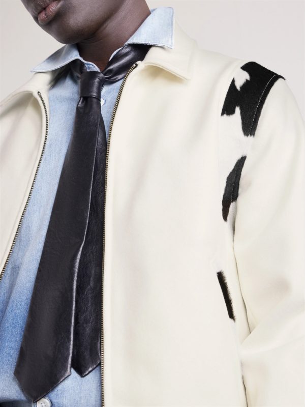 The Hayes Cow-Print Wool-Blend Varsity Jacket - CU The Hayes Cow-Print Wool-Blend Varsity Jacket - CU
