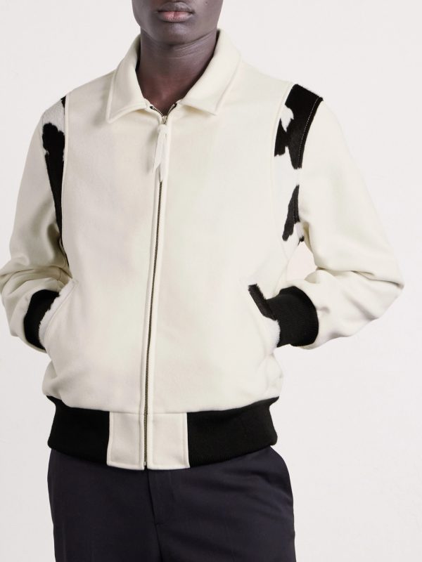 The Hayes Cow-Print Wool-Blend Varsity Jacket - FR The Hayes Cow-Print Wool-Blend Varsity Jacket - FR