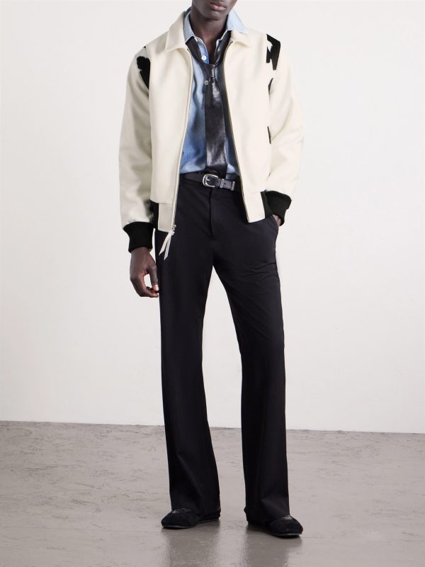 The Hayes Cow-Print Wool-Blend Varsity Jacket - OU The Hayes Cow-Print Wool-Blend Varsity Jacket - OU