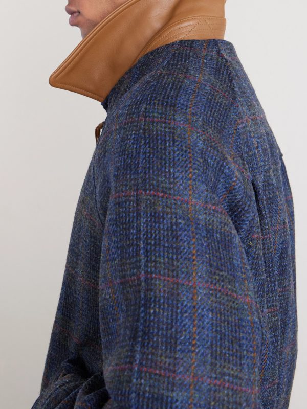 Dunbar Harris Leather-Trimmed Checked Wool Jacket - CU Dunbar Harris Leather-Trimmed Checked Wool Jacket - CU