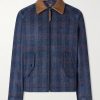 Dunbar Harris Leather-Trimmed Checked Wool Jacket Dunbar Harris Leather-Trimmed Checked Wool Jacket