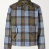 Dunbar Leather-Trimmed Checked Wool Jacket Dunbar Leather-Trimmed Checked Wool Jacket