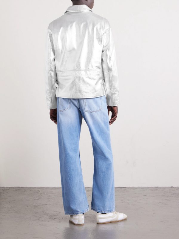The Waterfront Slim-Fit Metallic Leather Jacket - BK The Waterfront Slim-Fit Metallic Leather Jacket - BK