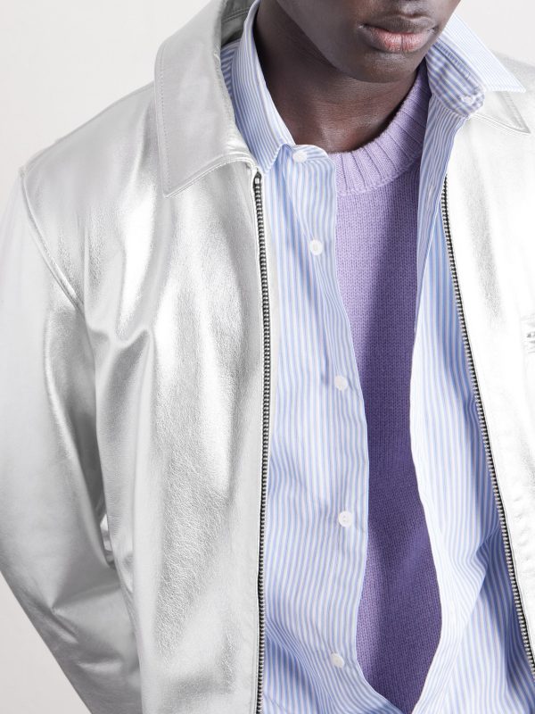 The Waterfront Slim-Fit Metallic Leather Jacket - CU The Waterfront Slim-Fit Metallic Leather Jacket - CU