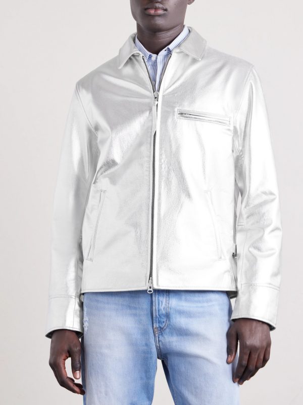 The Waterfront Slim-Fit Metallic Leather Jacket - FR The Waterfront Slim-Fit Metallic Leather Jacket - FR