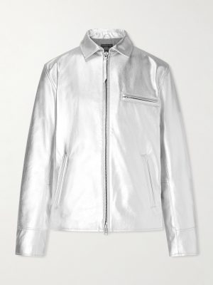The Waterfront Slim-Fit Metallic Leather Jacket The Waterfront Slim-Fit Metallic Leather Jacket