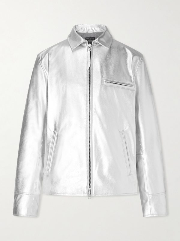 The Waterfront Slim-Fit Metallic Leather Jacket The Waterfront Slim-Fit Metallic Leather Jacket