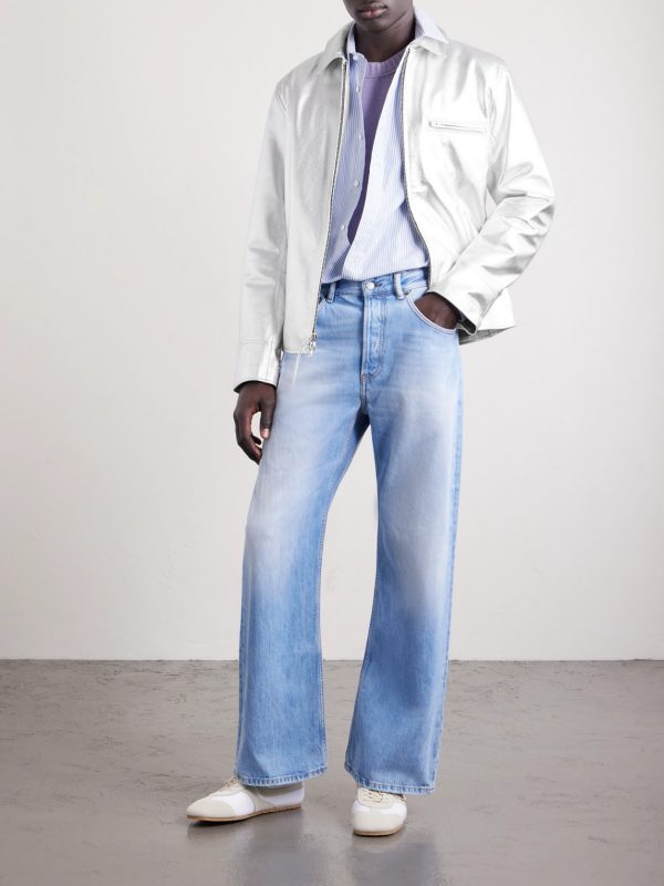The Waterfront Slim-Fit Metallic Leather Jacket - OU The Waterfront Slim-Fit Metallic Leather Jacket - OU