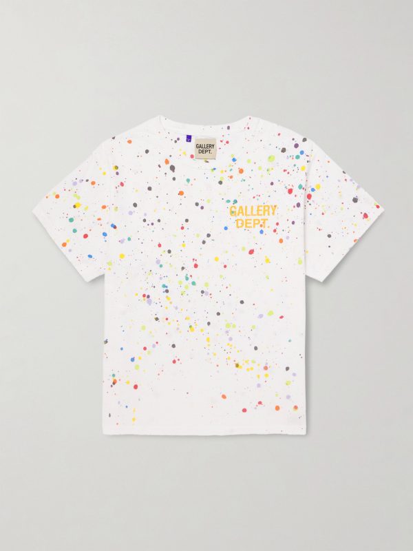 Le Pop Logo-Print Paint-Splattered Cotton-Jersey T-Shirt Le Pop Logo-Print Paint-Splattered Cotton-Jersey T-Shirt