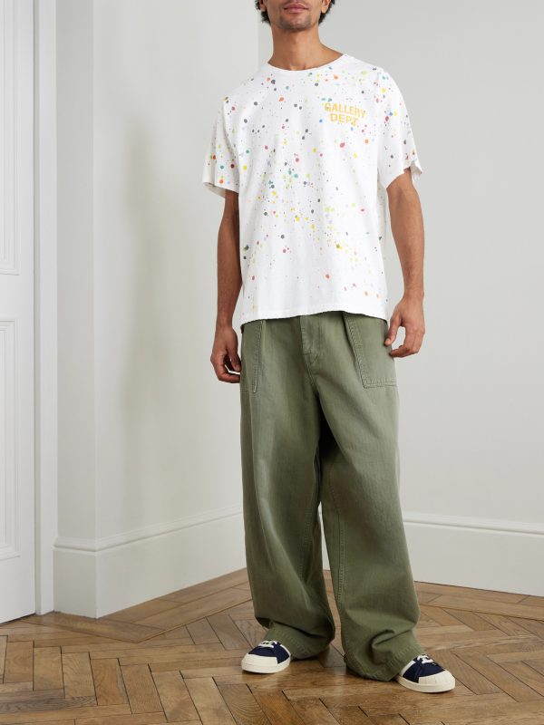 Le Pop Logo-Print Paint-Splattered Cotton-Jersey T-Shirt - OU Le Pop Logo-Print Paint-Splattered Cotton-Jersey T-Shirt - OU