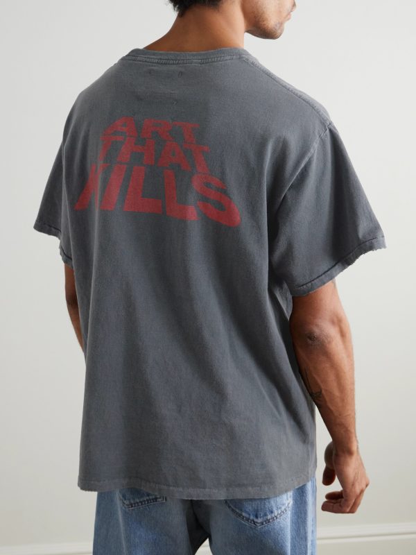 Don't Die Printed Distressed Cotton-Jersey T-Shirt - BK