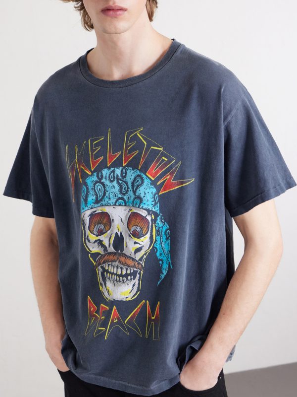 Skeleton Beach Distressed Printed Cotton T-Shirt - CU Skeleton Beach Distressed Printed Cotton T-Shirt - CU