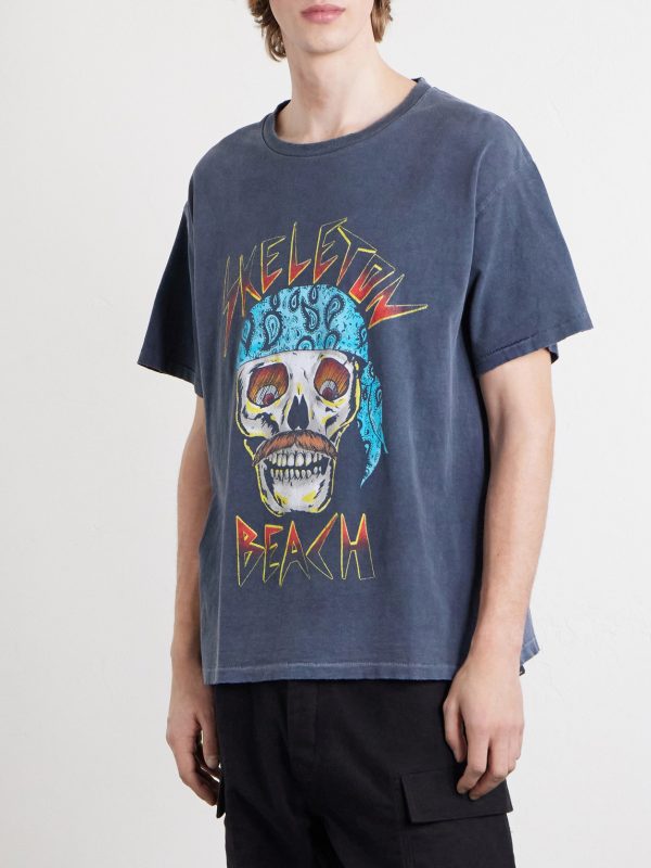 Skeleton Beach Distressed Printed Cotton T-Shirt - FR Skeleton Beach Distressed Printed Cotton T-Shirt - FR